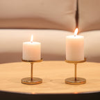 Home Trends India Metal Candle Stand I Candle Holder For Home, Birthday Decoration I Table Romantic, Birthday, Dinner Home & Bar Decorative (Set Of 2, Gold)