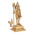 SVARUP Brass Lord Murugan Kartikeya Kumaraswamy Karthikeya with Peacock Idol Swaminatha Murti 7 Inch