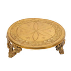 ARTVARKO Big Brass Desiner Round Table Chowki for God Idols Diya Temple Decor Puja Gift 8 Inch