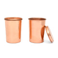 AargKraft™ Handmade Pure Copper Plane Glass with Lid Copper Plane Design Tumbler Drinkware Serveware Capacity-300 ml Each (Set of 2)
