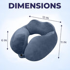 STUFFIVA Travel Neck Pillow and Eye Mask Set - Contoured Orthopedic U-Shaped Support Cushion with Front Snap, Hanging Loop, and Matching Blindfold for Airplane, Car, and Office Sleep, Black