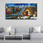 VIBECRAFTS Canvas Paintings for Living Room Drawing Room Three king And Holy Family Canvas Wall Painting Fitted With Wooden Frame for Home | Office | Gift (PTVCH_2448)