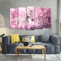 VIBECRAFTS Beautiful White Horse Premium Wall Painting of Five Pieces For Home|Office|Living Room|Gift (PTVC5Pcs2_6557)