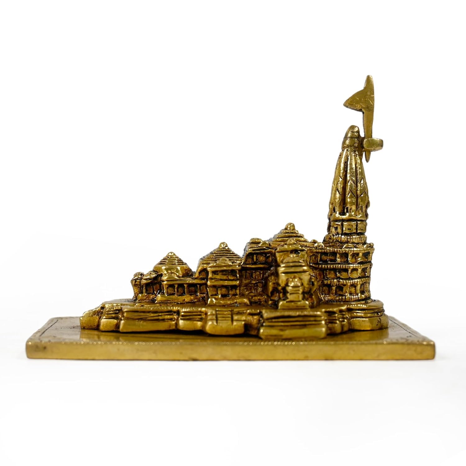Pick End Now Brass Ram Mandir Ayodhya Model Ideal for Home Temple, Home Decor & Gifting Item, Office Decor & Temple Dcor | Product Dimensions - 9.5 x 6 x 6.5 Cm, 400gm