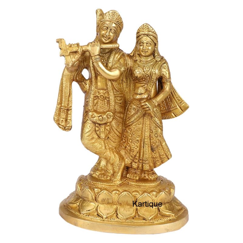 SVARUP Brass Radha Krishna Murti in Gold Color Height 7 Inch
