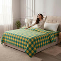 Hornbill Enterprises 100% Pure Cotton Blanket/Single Size Solapur Cotton Chaddar/Bedsheet/Reversible Blanket for Daily use (60x90 inches) Set of 1 (Yellow Green) Kafalo