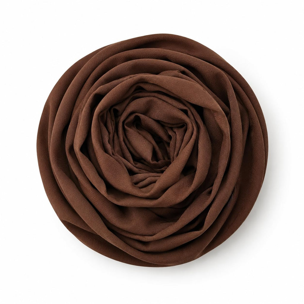 Leaf & FEATHER™ Chiffon Georgette Hijab Scarf for Women | 170 x 70 cm | Lightweight & Breathable Shawl | Daily Wear & Occasion (Brown)