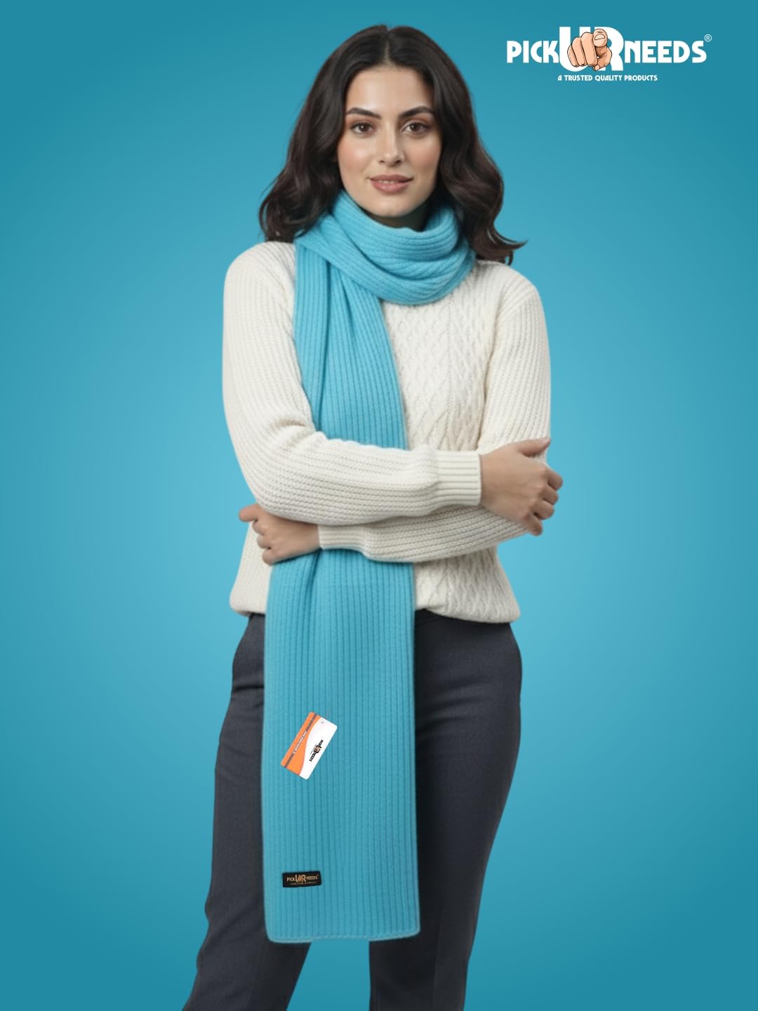 Pick Ur Needs Ultra Soft Ribbed Knit Muffler for Women Warm Winter Woolen Scarf Cozy Lightweight Neck Warmer for Casual & Outdoor Use