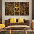 VIBECRAFTS Premium Canvas Wall Painting of Gautam Buddha of Five Pieces For Home|Office|Living Room|Gift (PTVC5Pcs4_8711)