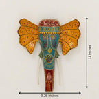 ATRANGI STUDIO Handpainted Wooden Elephant Wall Decor | Ethnic Wooden Wall Art | Symbol of Strength & Wisdom | Wall Hanging for Home, Corridor & Balcony | Ready to Hang | 11 Inch, Turquoise