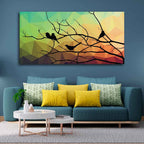 VIBECRAFTS Canvas Paintings for Living Room Drawing Room Birds On Branch Abstract Canvas Wall Painting Fitted With Wooden Frame for Home | Office | Gift (PTVCH_2435)
