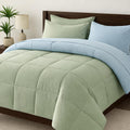 linenaffairs Heavy Winter Bed Comforter for King Bed - 500 GSM Ultra Warm Quilt Blanket/Rajai - Light Blue and Sage - Down Alternative Microfiber Duvet Insert with Corner Ties - Winter Season Premium Kafalo