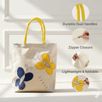 ZIG ZAG BAGS Canvas Tote Bag with Zipper | Butterfly Design | Hand-Painted Cotton Tote for Girls, Office & Shopping | Eco-Friendly Cloth Handbag | Stylish Shoulder Shopping Bag for Women (Butterfly)