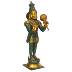 ARTVARKO Brass Lord Bhagwan Hanuman Murti for Home Puja Idol Bajrangbali with Gada on Shoulder Height 21 Inches