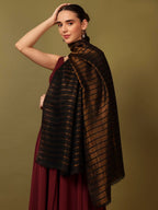 Pashmoda Women Golden Mirage Reversible Zari Moonlight Fine Wool Stole (Size : 28x80in, 71X203cm) ZSST05