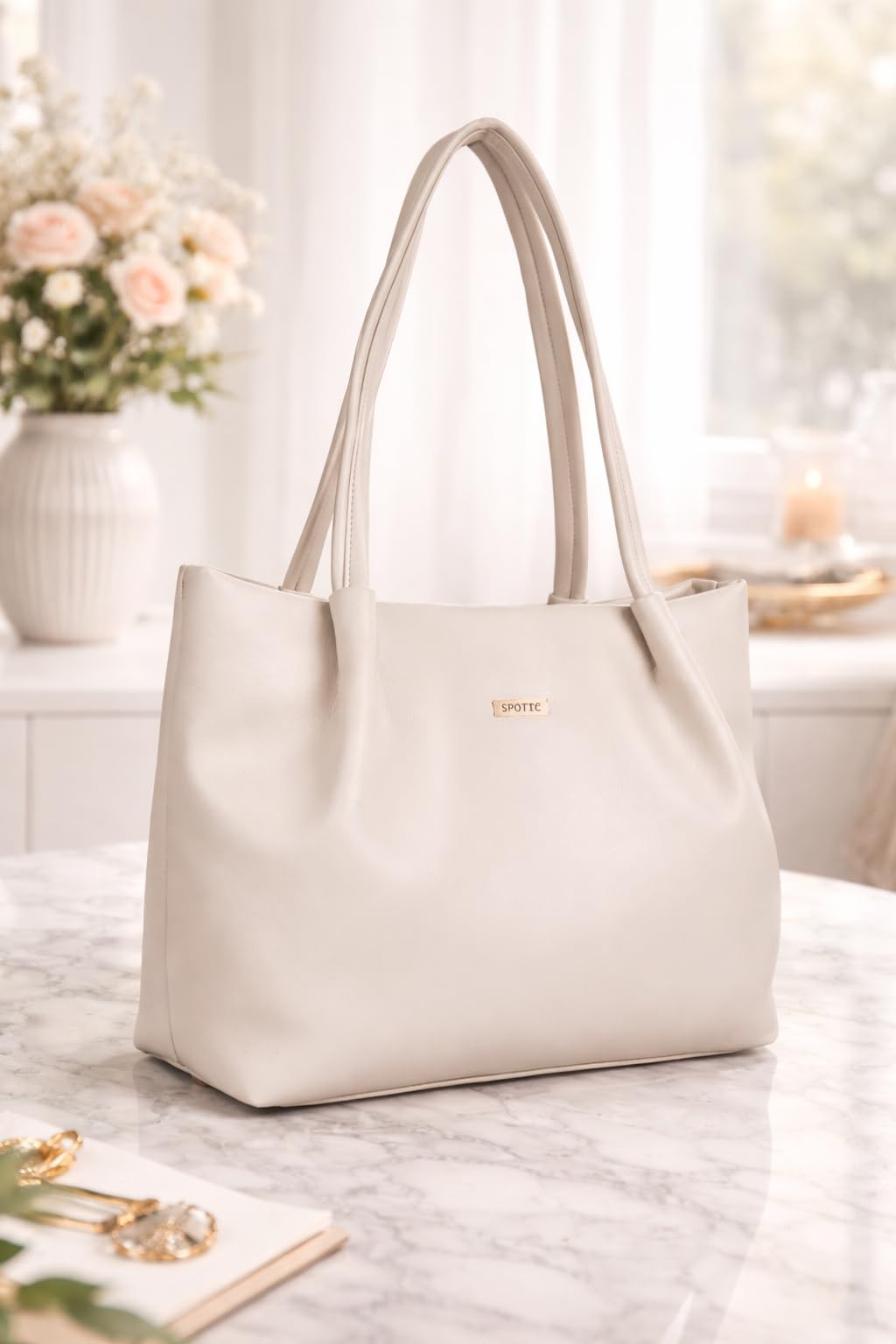 SPOTIC Synthetic Leather Premium Tote Handbag for Women – Elegant Large Shoulder Bag for Office, Work & Daily Use