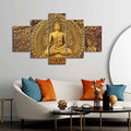 VIBECRAFTS Spiritual Buddha Wall Painting Five Pieces For Home|Office|Living Room|Gift (PTVC5Pcs1_5550)