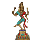 ARTVARKO Brass Ardhanarishvara Ardhnarishwar Statue (Half Shiva & Parvati) Multicolor Stone Handwork | Shiv Parvati Double Avatar | Shiv Parvati Idols for Shivaratri 12.5 Inches