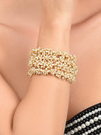 ZAVERI PEARLS Antique Gold Tone Multistrand Clustered Pearls Ethnic Bracelet For Women-ZPFK10113