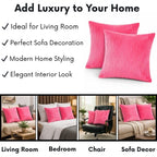 RD TREND® Cushion Cover Set of 2, Decorative Sofa Living Room Home Square Cushion Covers 16 Inch x 16 Inch, Aesthetic Corduroy Striped Double Sided (Salmon)
