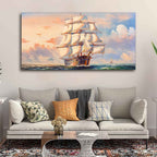 VIBECRAFTS Homcraft Canvas Paintings for Living Room Drawing Room Amazing Sailing Ship Wall Painting Fitted with Wooden Frame for Home|Office|Gift(PTVCH_2265)(48 x 24 Inches)