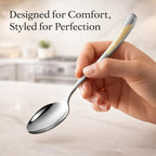 ANH MART Mirror Finish Gold Plated Stainless Steel Flatware Set - Copper Silverware Rose Gold Cutlery [Dinner Fork, Tea Spoon, Salad Spoon, Knife] (Golden DOT, 12)