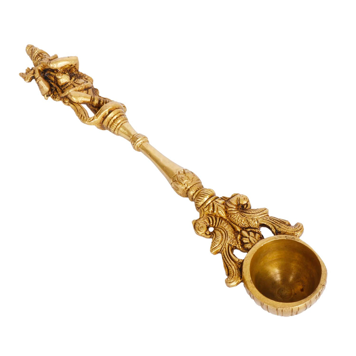 ARTVARKO Krishna Havan Spoon Brass Idol Sculpture Ritual Achmani Spoon Showpiece 9.5 Inch