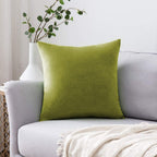 Khooti Velvet Cushion Cover, 14x14 Inch | Olive | Pack of 1 | Solid Plain Soft & Smooth, Decorative Cushion Covers for Living Room, Bedroom, Couches, Chairs, Sofas, Beds & Home Decor