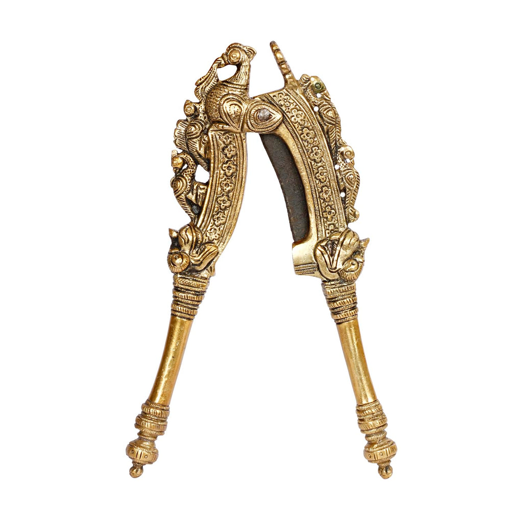 ARTVARKO Brass Peacock Ethnic Designs Nut Supari Betel Cutter/Sudi/Sarota Cracker Akhrot/Walnut Sudi & Adkitta Good Grip 8 Inch