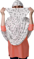 Vinsh Enterprise Cotton Long Scarf Cum Mask Scarves Usable for Vehicle Driver | White Printed Design | Universal Size | For Girl & Women | Soft & Breathable Sun Protection (Picnic)