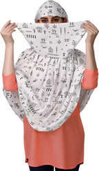 Vinsh Enterprise Cotton Long Scarf Cum Mask Scarves Usable for Vehicle Driver | White Printed Design | Universal Size | For Girl & Women | Soft & Breathable Sun Protection (Picnic)