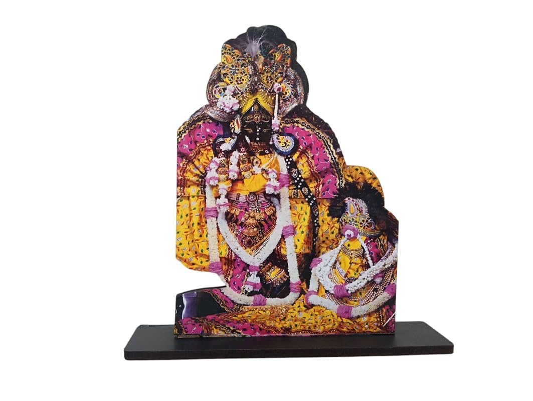 SHRIJIMATHURA Shri Radha Ballabh Lal Ji Cutout shri Radha Naam Wall Cardboard Handcrafted for Home Office & Temple Decor tabletop