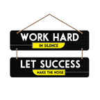 Artvibes Work Hard Motivational Quote MDF Wood Wall Hanger Ornaments | Quotes Decor Item | Motivational Wall Decor | Wall Poster | Graphic Art | Gift Items | Office Wall Decoration Items (WH_5406N)