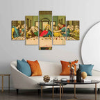 VIBECRAFTS Homcraft The Last Supper of Christ in Church Wall Painting of Five Pieces For Home|Office|Living Room|Gift (PTVC5Pcs1_5547)