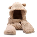 PALAY Bear Ear Winter Cap for Women with Long Scarf and Integrated Gloves
