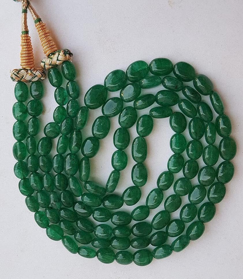 AAMRAPALI | Handmade 2-Line Green/Blue Jade Beaded Necklace for Women, Elegant Stone Jewelry Gift (Green)