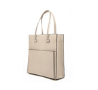HIE Elena Casual Tote – All-Purpose Vegan Leather Bag for Women, Spacious Front Pocket, Metal Zip Closure, Gold Hardware, Key Hanger, Back Pocket, Perfect for Office & Work.