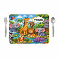 VS GIFTS Customized Table Mat with Name & Design Engraving | Personalized Dining Mat with Spoon & Fork | Customized Birthday Gift for Kids (Jungle) Kafalo