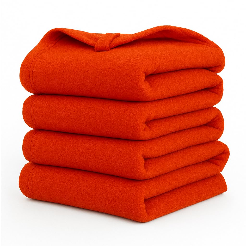 MAMRAJ 300 GSM Special for Heavy Winter Plain Light Weight Polar Fleece Blanket for Single Bed [ 60x90] (Orange) Kafalo