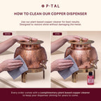P•TAL Copper Water Dispenser Set with Gift Box | 100% Pure Copper Pot/Matka with Prefitted Leakproof Brass Tap, Lid and Stand (3L)