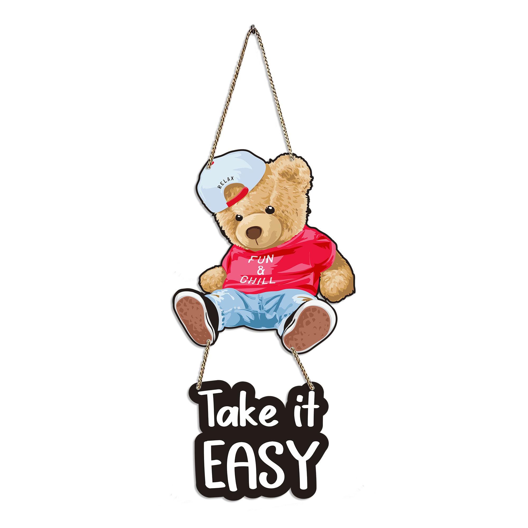 Artvibes Take It Easy Printed Wooden Wall Hanging for Living Room | Quotes Decor Item | Printed Wall Decoration | Wall Illustrations | Graphic Print Artwork | Unique Gift | Cafe Decor(WH_5733N)