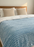 Florida Solid Embossed Flannel Blanket, 230 GSM Ultra-Soft All-Season AC Blanket (Double, Sky Blue) Kafalo