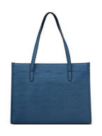 Guess Navy Textured Zipper Finneas Carryall Tote Bag