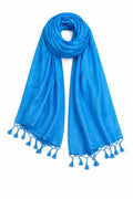 ZEN APPAREL Soft Viscose Fabric Jacquard Scarf, Stole, Shawl (Sky Blue)