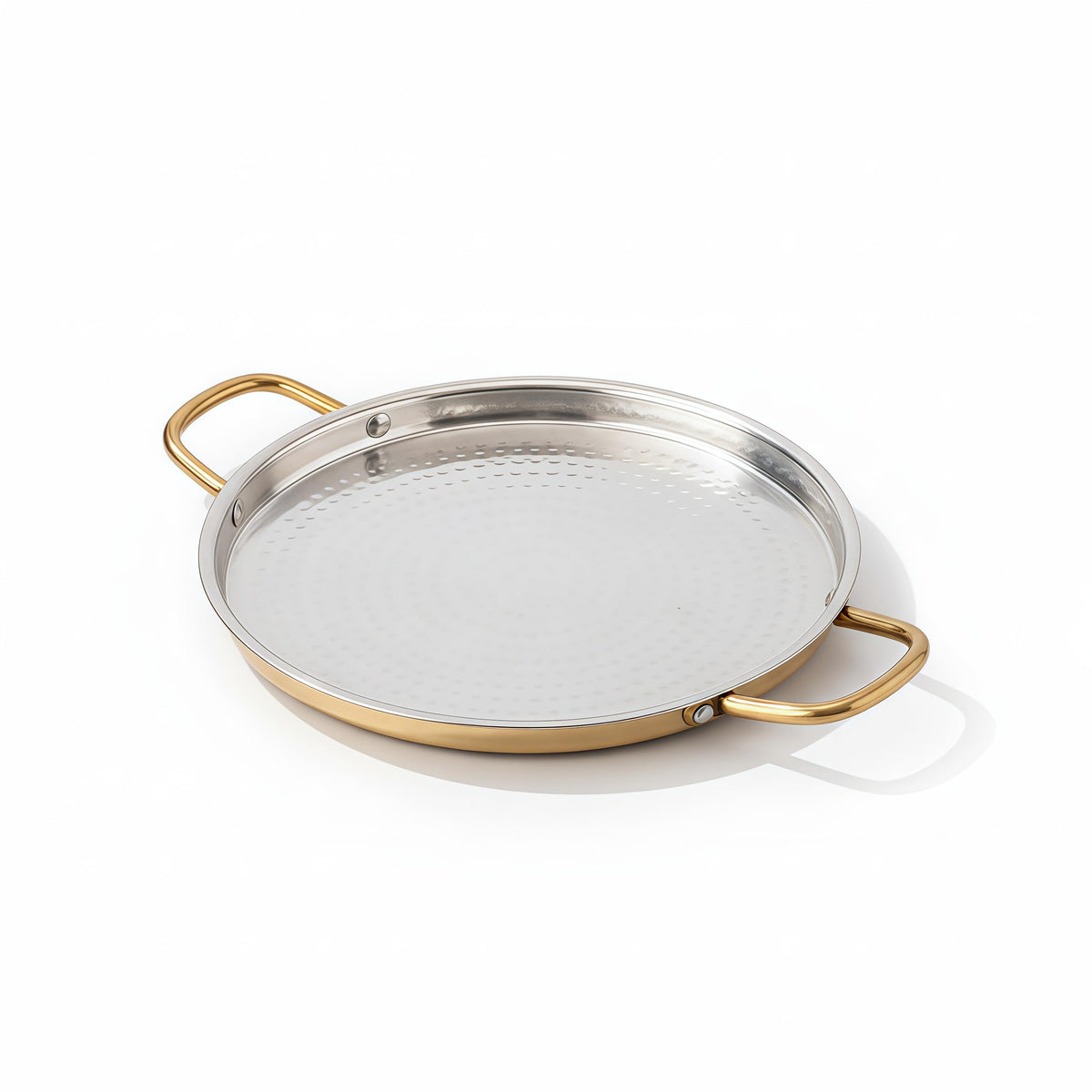 P-TAL Brass Dosa Tawa with Insulated Handles, 12 (30 cm) Tin Coated Brass Dosa Tava with Ayurvedic Benefits | Naturally Nonstick and Chemical Free (Free 30ml Copper & Brass Cleaning Solution)