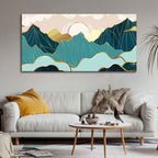 VIBECRAFTS Homcraft Canvas Paintings for Living Room Drawing Room Sunrise Abstract Mountains Canvas Wall Painting Fitted With Wooden Frame For Home | Office | Living Room | Gifts (PTVCH_2507)