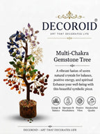 DECOROID 7 Chakra Crystal Healing Tree Showpiece with Natural Stones for Office and Home Decor (100 Beads)