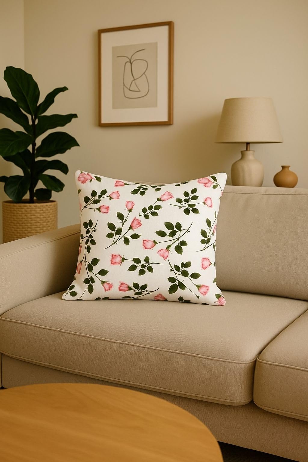 AMAZE ATTIRES Velvet Cushion Cover 24x24 Inch – Set of 7 Decorative Throw Pillow Covers for Sofa, Couch or Bed – Designer Printed Square Cushion Covers – Home Decor (Pink Floral)
