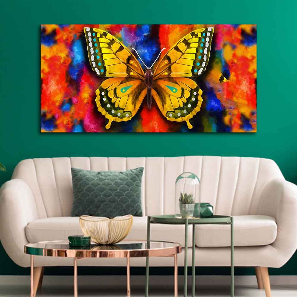 VIBECRAFTS Canvas Paintings for Living Room Drawing Room Beautiful Tiger Butterfly Premium Canvas Wall Painting Fitted With Wooden Frame for Home | Office | Gift (PTVCH_2327)