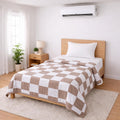 Bhoomi Impex Single Bed Dohar Elegant Beige Check | Lightweight Summer Quilt | Soft Microfiber AC Blanket | Breathable All Season Comforter | Skin Friendly Bed Cover Kafalo